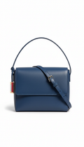 Borsa a tracolla in pelle blu cobalto
