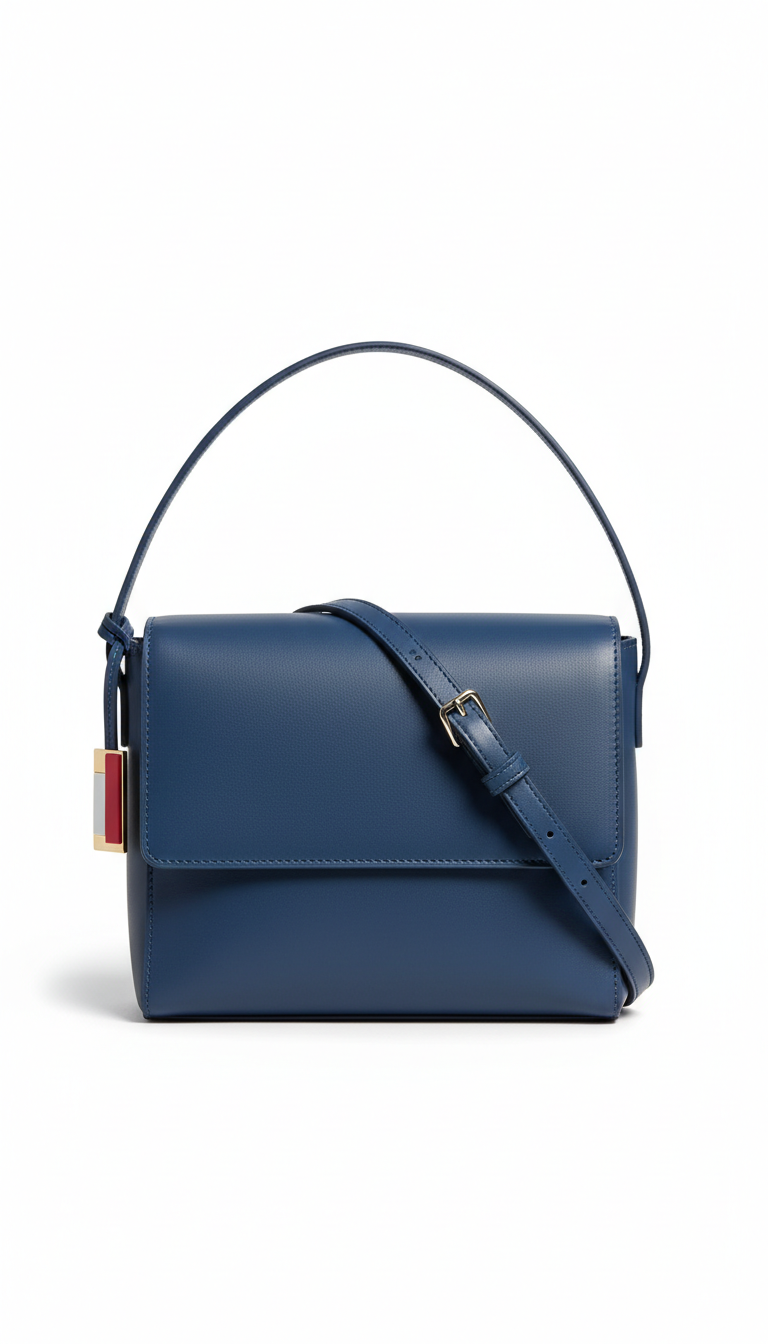 Borsa a tracolla in pelle blu cobalto