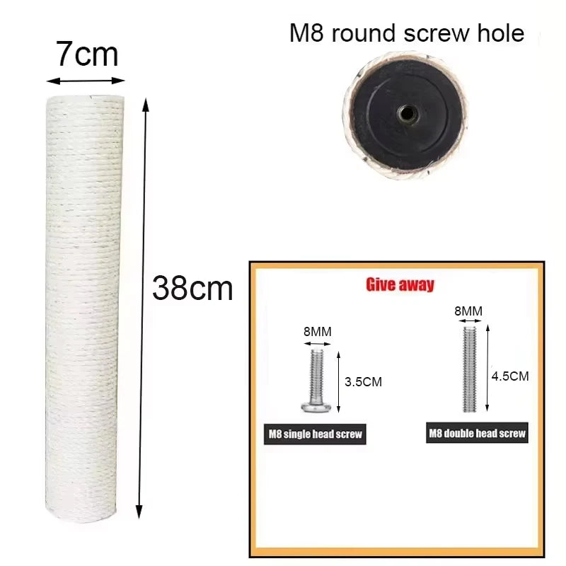 Palo Sisal di Ricambio per Cat Tree e Tiragraffi Gatto – DIY, 5 Misure, Sisal Naturale
