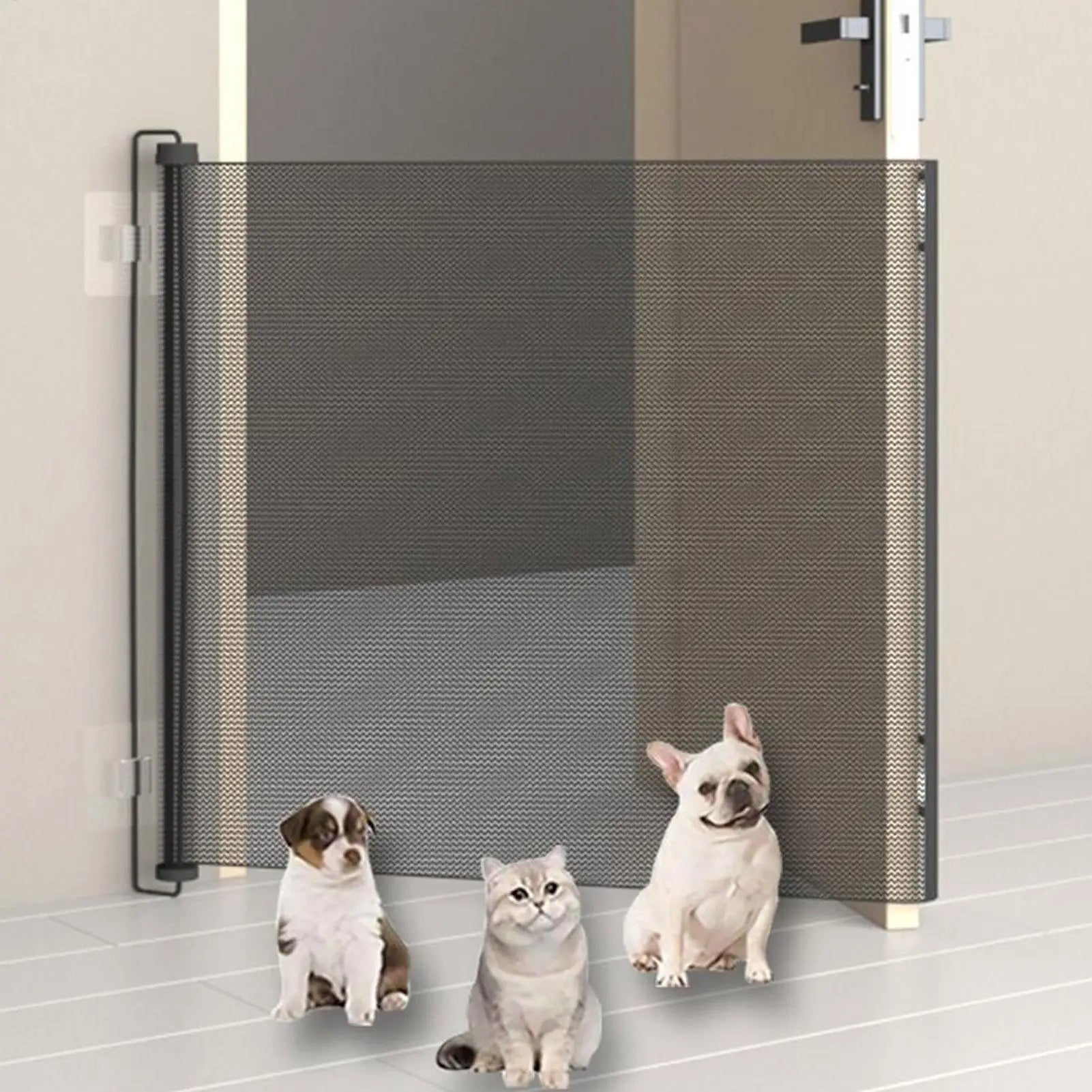 Cancelletto Retrattile in Rete per Cani e Gatti – Senza Forare, 3 Misure, Uso Indoor