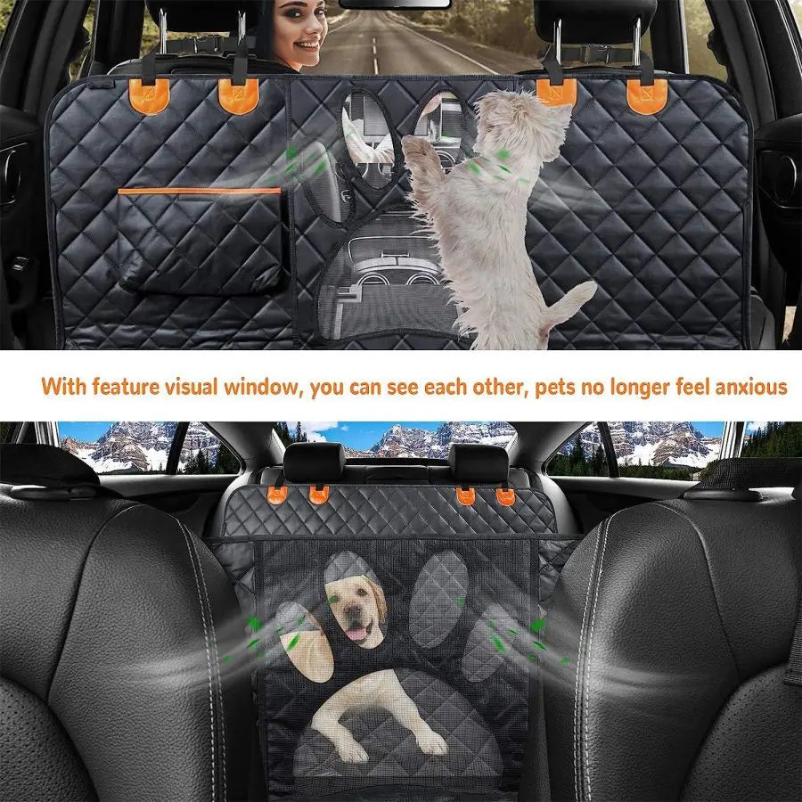 Coprisedile Auto Impermeabile per Cani – Amaca 100% Waterproof con Finestra Mesh e Cerniere Laterali