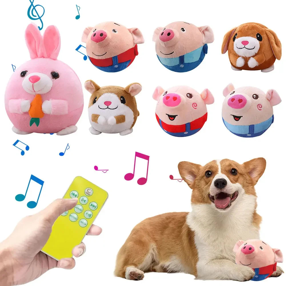 Palla Elettronica Rimbalzante per Cani con Bambola Peluche – Musica, Vibrazione, 8 Design