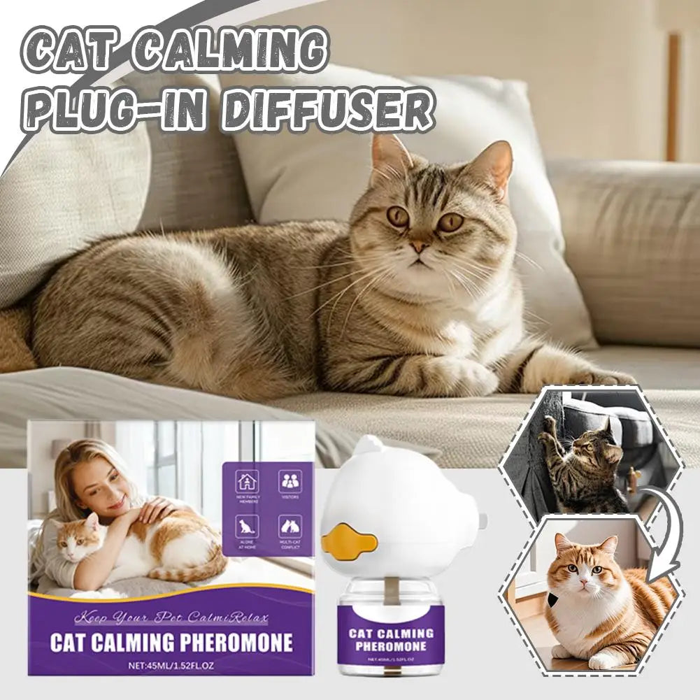 Diffusore Feromoni Plug-In per Gatti – 45ml, Anti-Ansia, Riduce Graffi, Glicerina e Menta