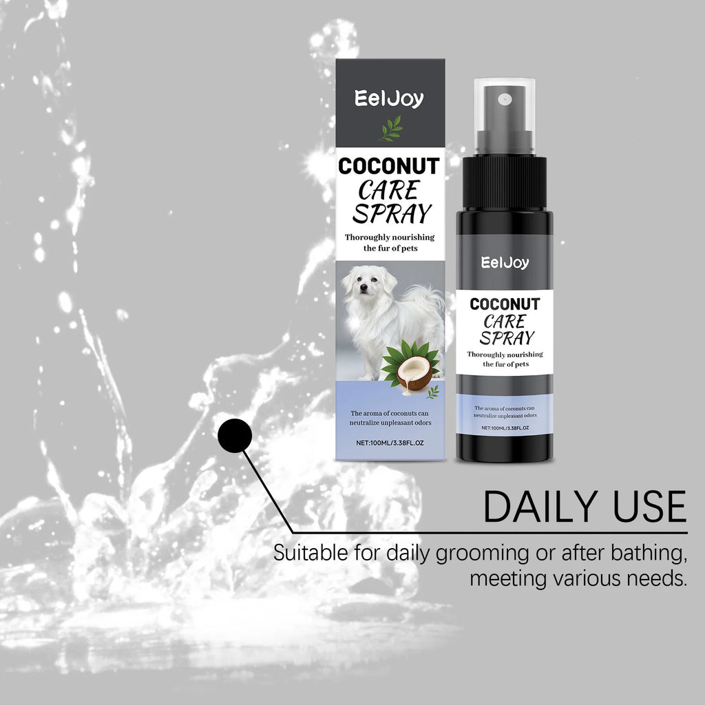 Spray al Cocco Cura Pelo per Cani e Gatti – 100ml, Nutre, Lucida ed Elimina Odori