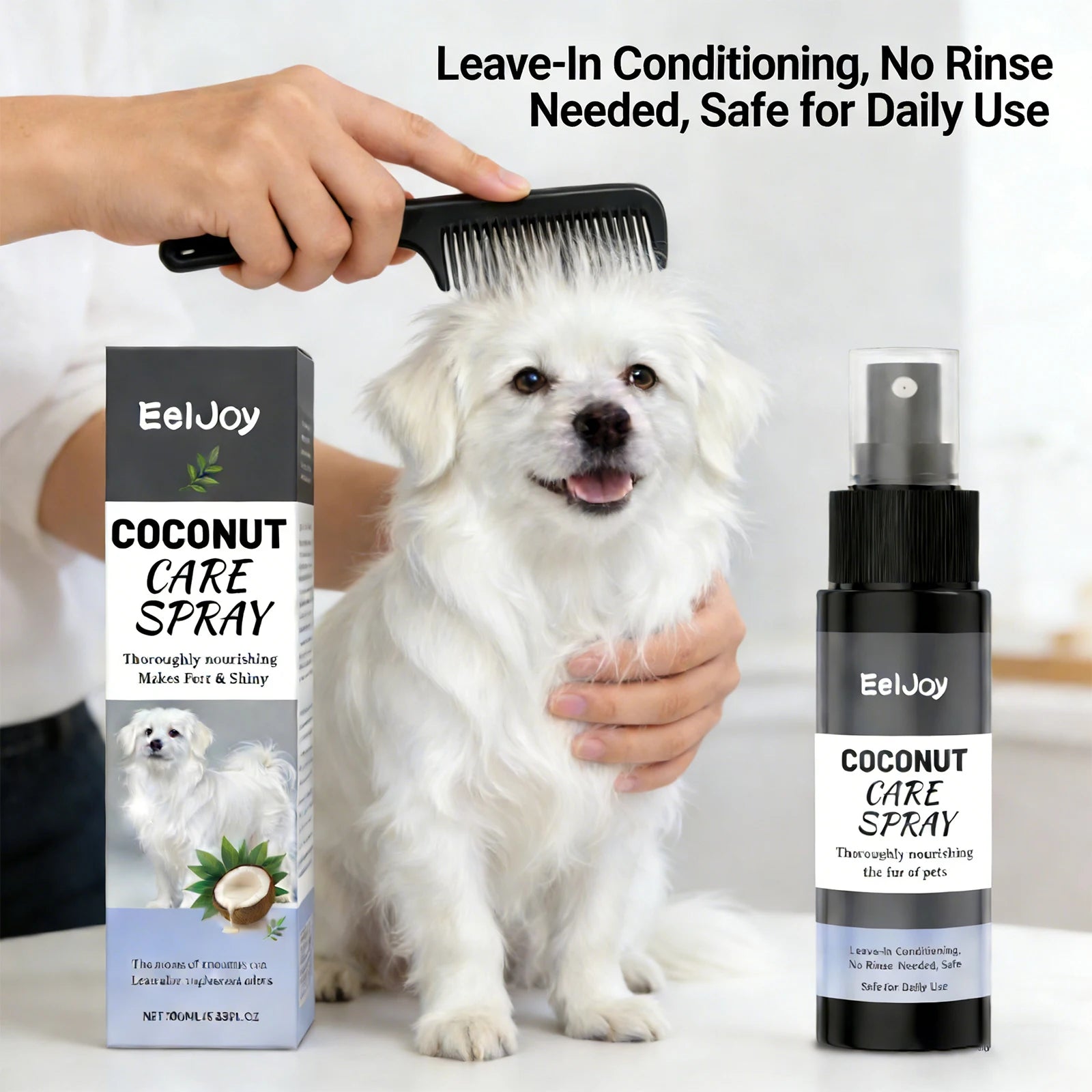 Spray al Cocco Cura Pelo per Cani e Gatti – 100ml, Nutre, Lucida ed Elimina Odori