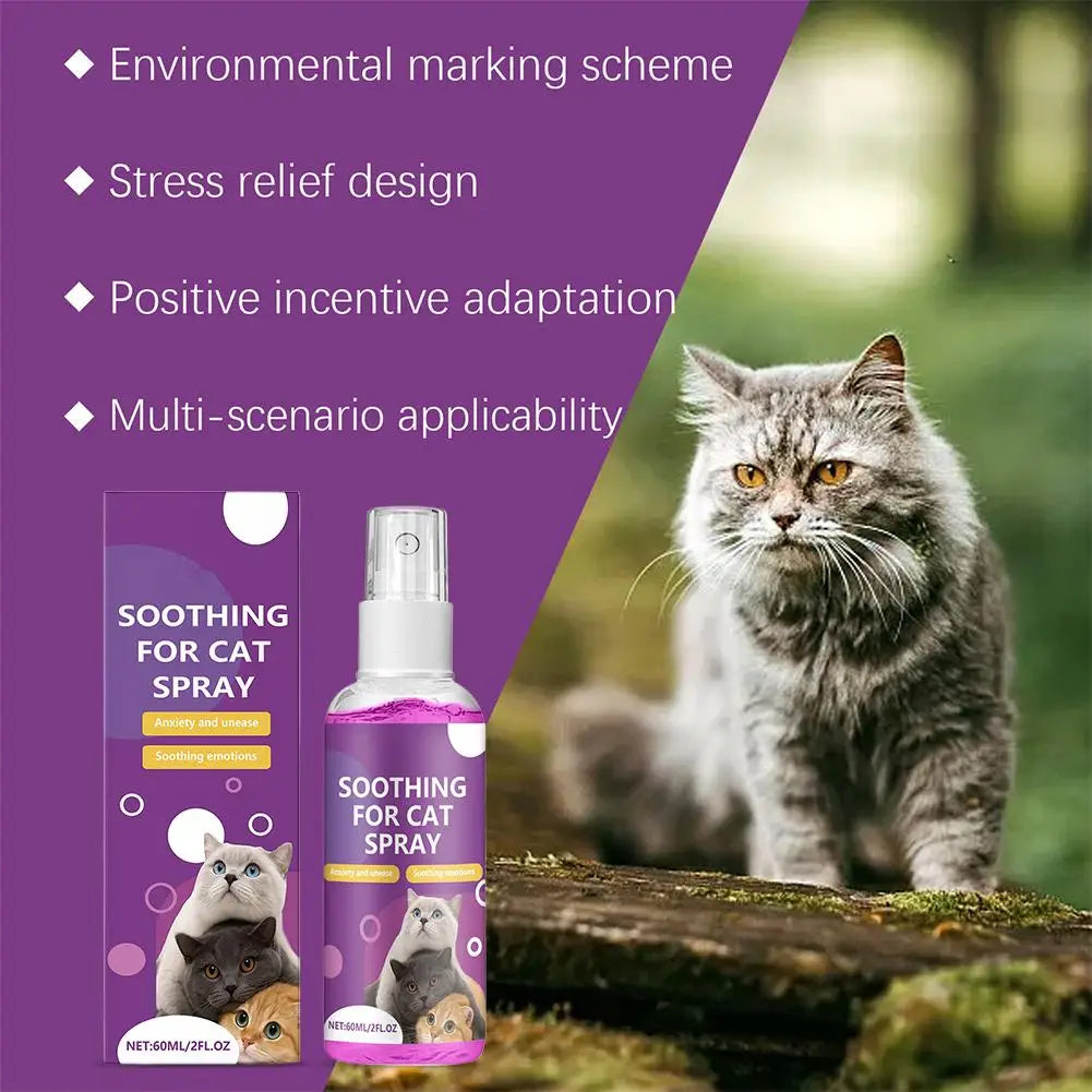 Spray Feromoni Calmanti per Gatti – 60ml, Approvato Veterinari, Anti-Graffi e Anti-Marcatura