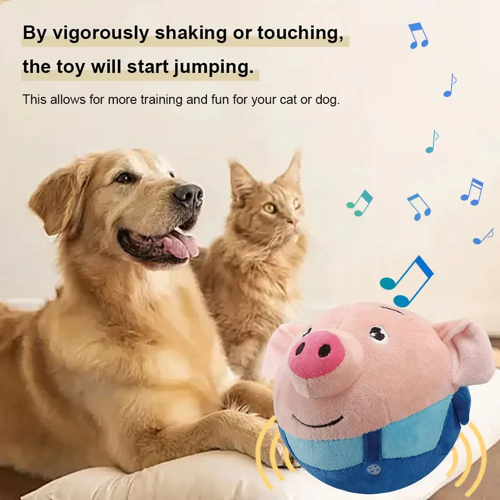 Palla Elettronica Rimbalzante per Cani con Bambola Peluche – Musica, Vibrazione, 8 Design