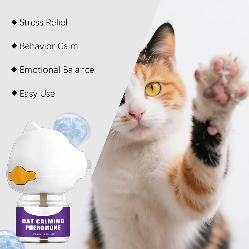 Diffusore Feromoni Plug-In per Gatti – 45ml, Anti-Ansia, Riduce Graffi, Glicerina e Menta