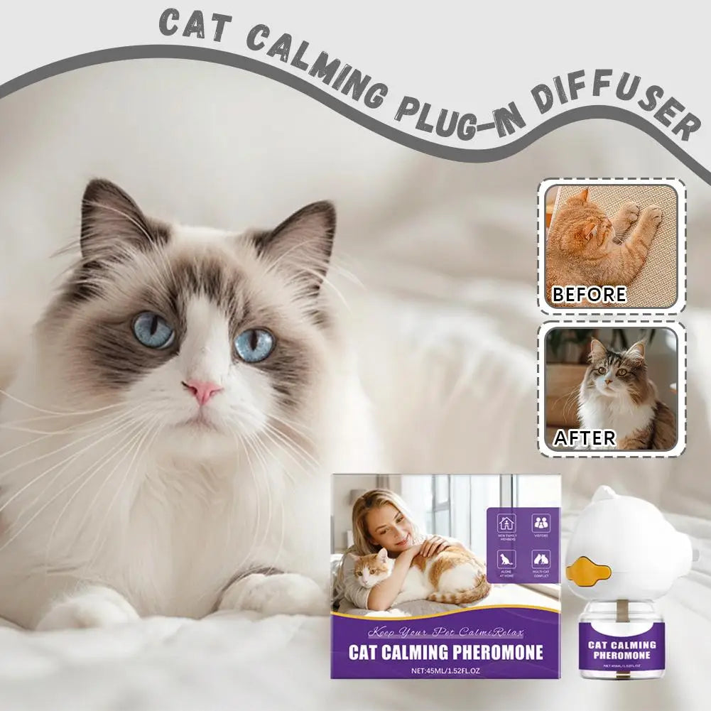 Diffusore Feromoni Plug-In per Gatti – 45ml, Anti-Ansia, Riduce Graffi, Glicerina e Menta