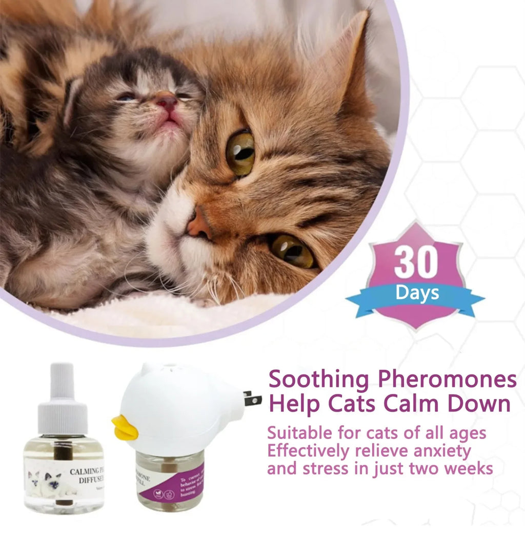 Kit Diffusore Feromoni per Gatti – 48ml + Diffusore Elettrico, Anti-Stress, Stabilizzatore Emotivo