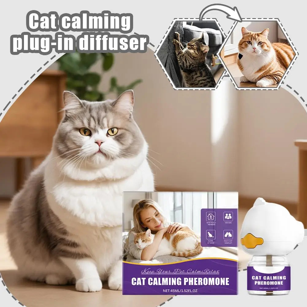 Diffusore Feromoni Plug-In per Gatti – 45ml, Anti-Ansia, Riduce Graffi, Glicerina e Menta
