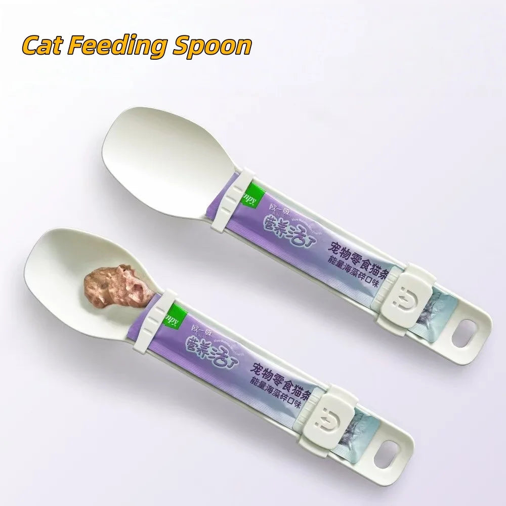 Cucchiaio Dispenser Snack per Gatti con Manico Lungo – Ideale per Mousse, Strip e Pappe
