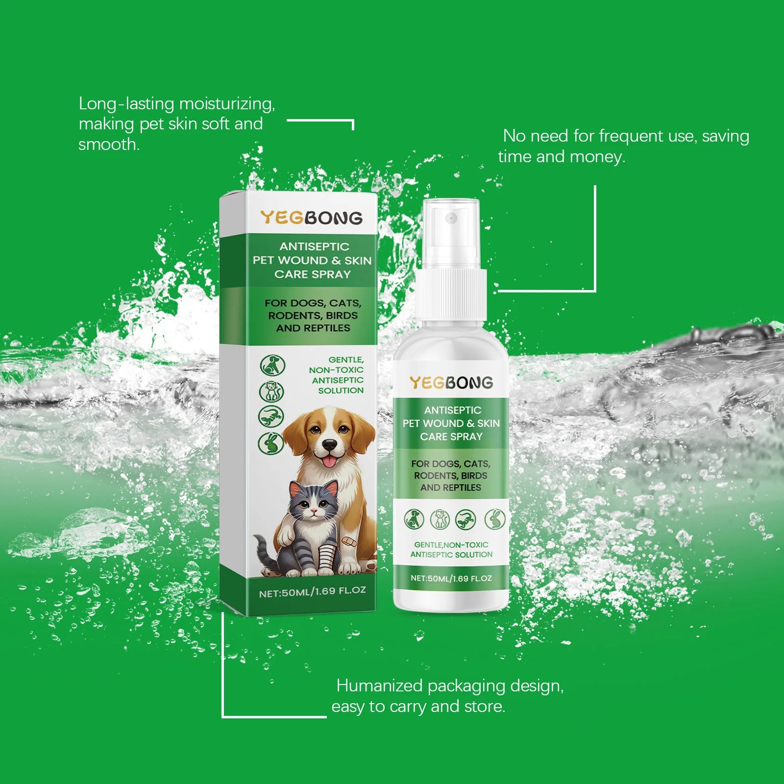 Spray Cura Pelle per Cani e Gatti – Anti-Prurito, Idratante, Cicatrizzante, 50ml