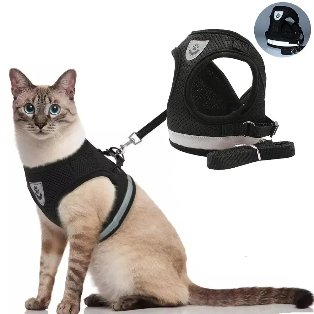 Pettorina Riflettente in Mesh per Gatti e Cani Piccoli – Regolabile, Anti-Fuga, 5 Taglie