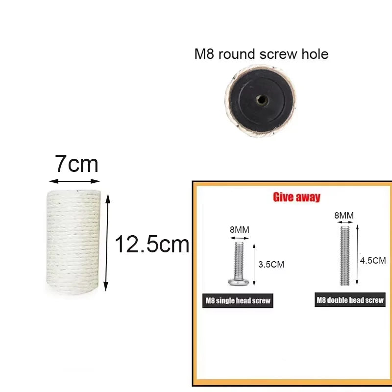 Palo di Ricambio in Sisal per Tiragraffi Gatto – DIY Cat Tree, 6 Misure, Sisal Naturale