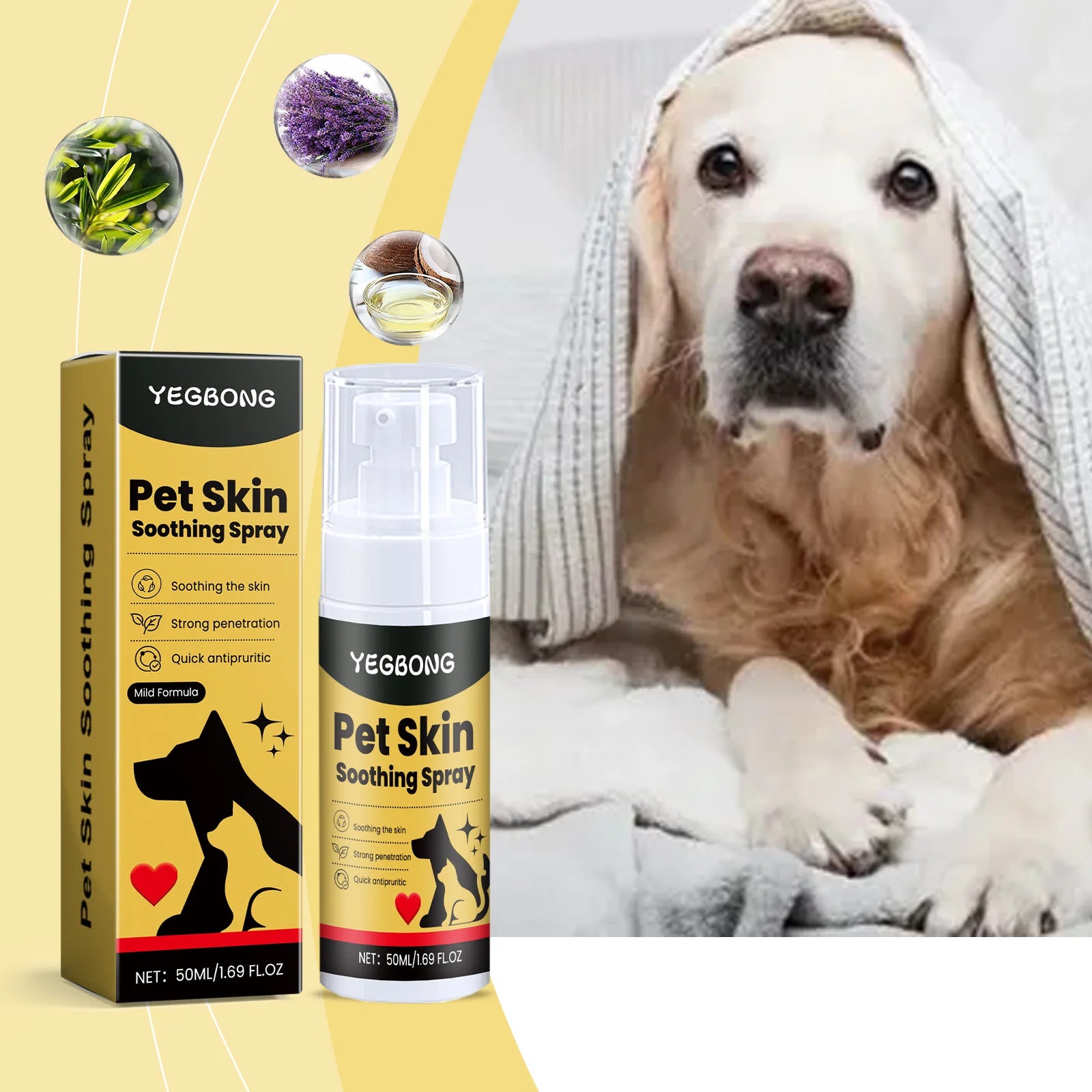 Spray Anti-Pulci, Anti-Pidocchi e Cura Pelle per Cani e Gatti – 50ml, Formula Vegetale
