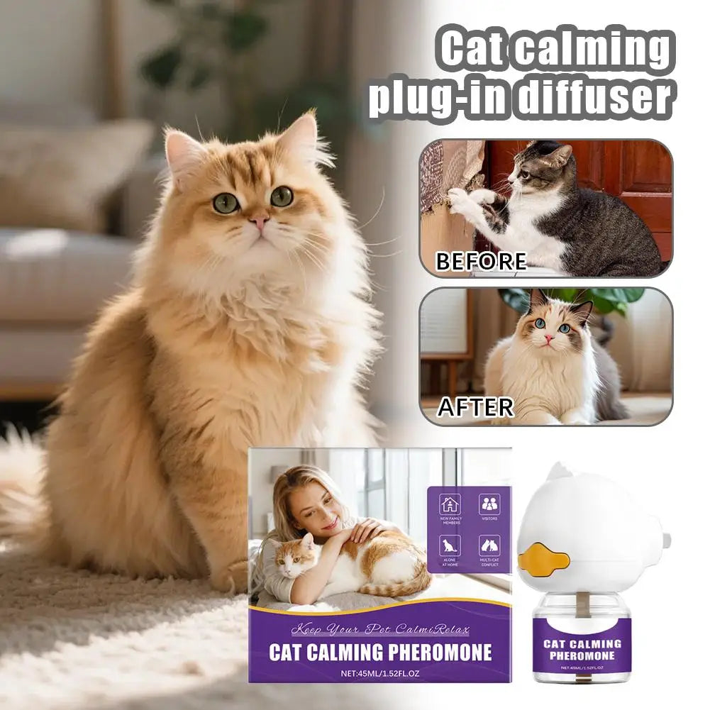 Diffusore Feromoni Plug-In per Gatti – 45ml, Anti-Ansia, Riduce Graffi, Glicerina e Menta