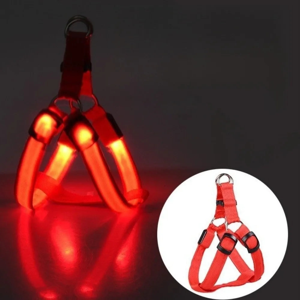 Pettorina LED Luminosa Ricaricabile per Cani – Sicurezza Notturna, 7 Colori, 4 Taglie