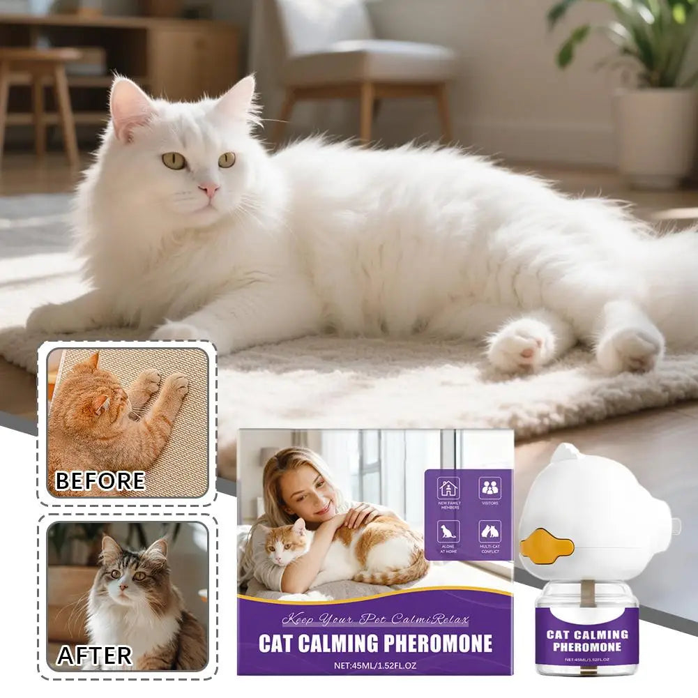 Diffusore Feromoni Plug-In per Gatti – 45ml, Anti-Ansia, Riduce Graffi, Glicerina e Menta