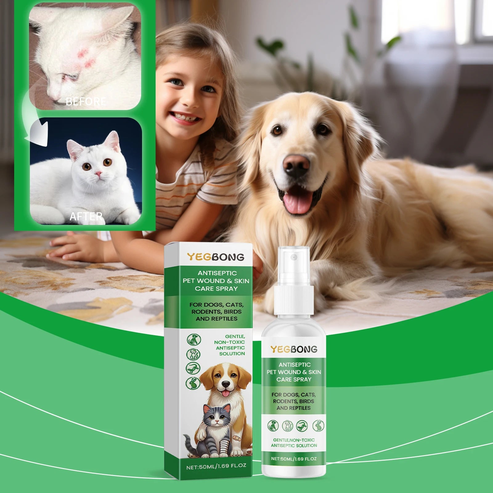 Spray Cura Pelle per Cani e Gatti – Anti-Prurito, Idratante, Cicatrizzante, 50ml