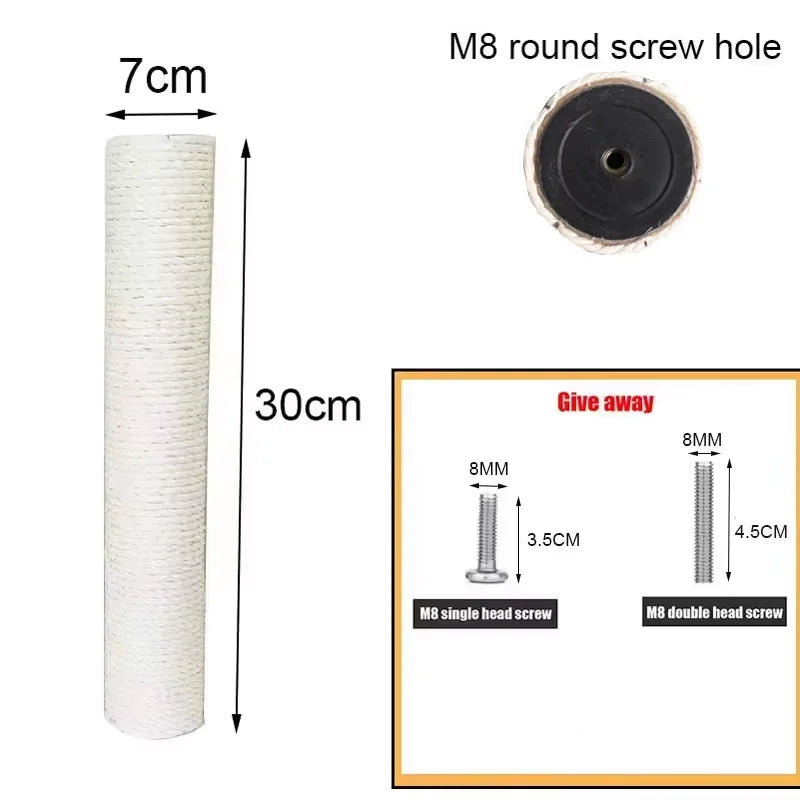 Palo di Ricambio in Sisal per Tiragraffi Gatto – DIY Cat Tree, 6 Misure, Sisal Naturale
