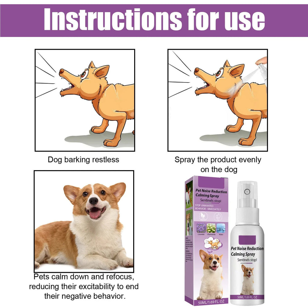 Spray Calmante Anti-Abbaio per Cani – 50ml, Camomilla e Lavanda, Riduce Comportamenti Negativi