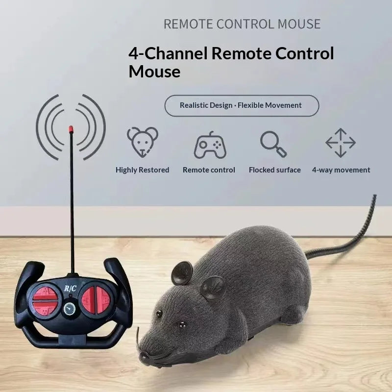 Topolino Elettrico Telecomandato per Gatti – Giocattolo Interattivo Wireless, Pelo Sintetico