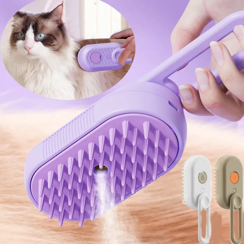 Spazzola Vapore Elettrica 3 in 1 per Cani e Gatti – Massaggio, Grooming e Districante, 7 Varianti