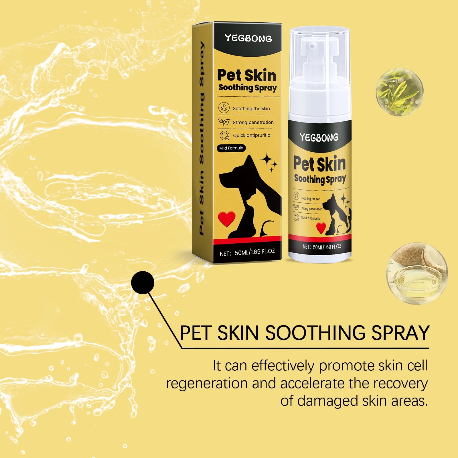 Spray Anti-Pulci, Anti-Pidocchi e Cura Pelle per Cani e Gatti – 50ml, Formula Vegetale