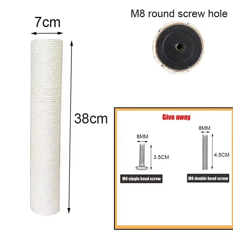 Palo di Ricambio in Sisal per Tiragraffi Gatto – DIY Cat Tree, 6 Misure, Sisal Naturale