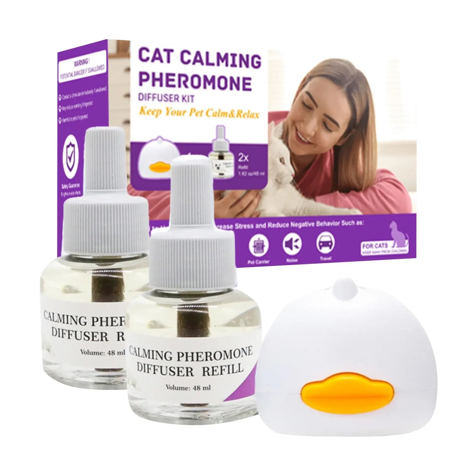 Kit Diffusore Feromoni per Gatti – 48ml + Diffusore Elettrico, Anti-Stress, Stabilizzatore Emotivo