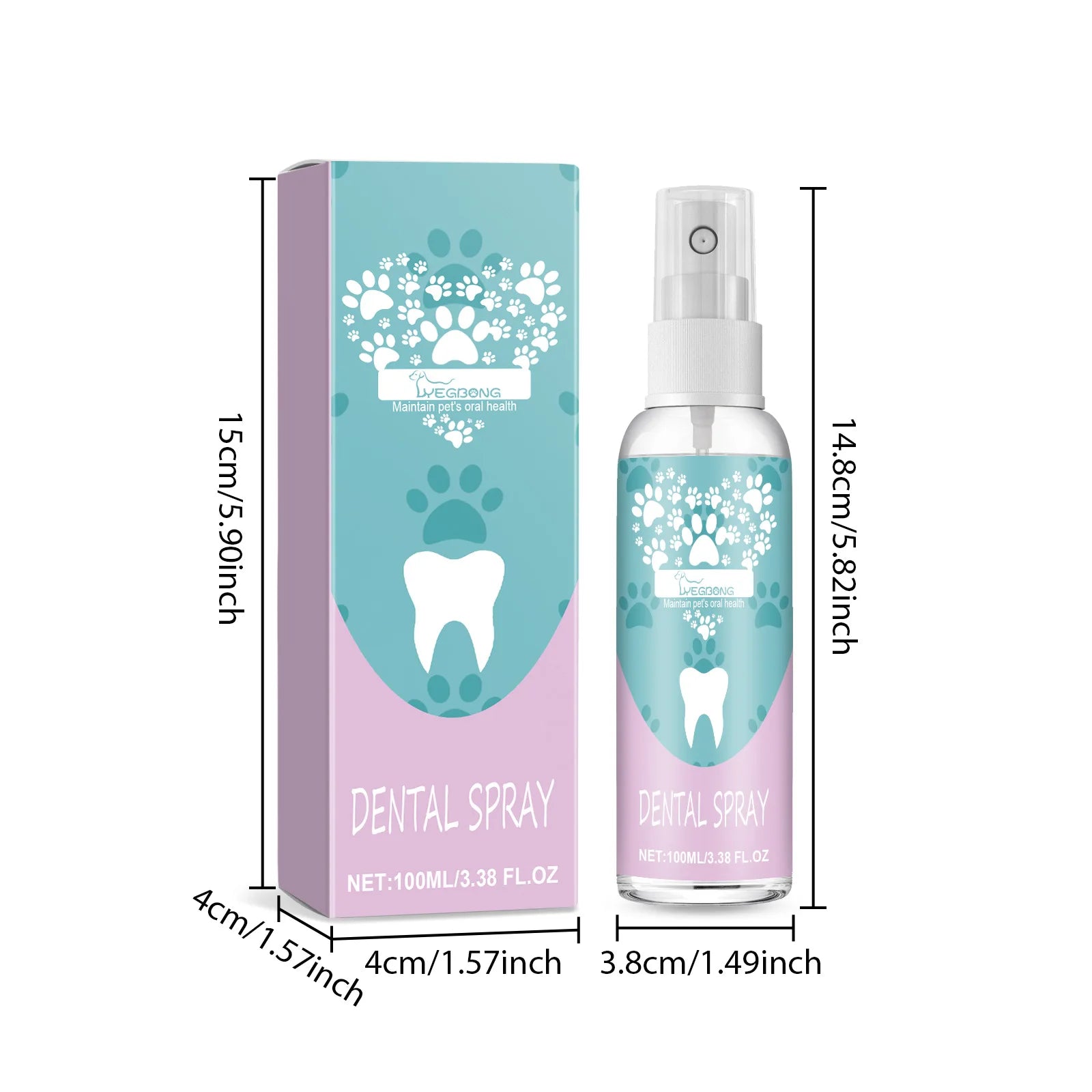 Spray Igiene Dentale per Cani e Gatti – 100ml, Rimuove Tartaro, Deodorante, Senza Spazzolino