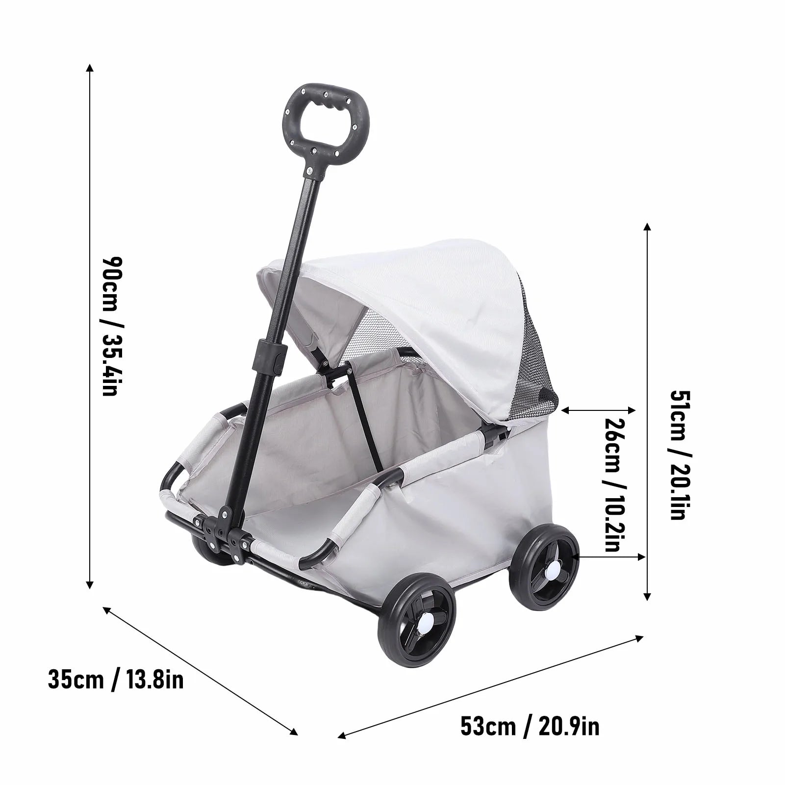 Multifunctional Pet Stroller with Canopy 4 Wheels Foldable Pet Strolling Cart for Small Dogs Cats Lightweight Easy Assembly