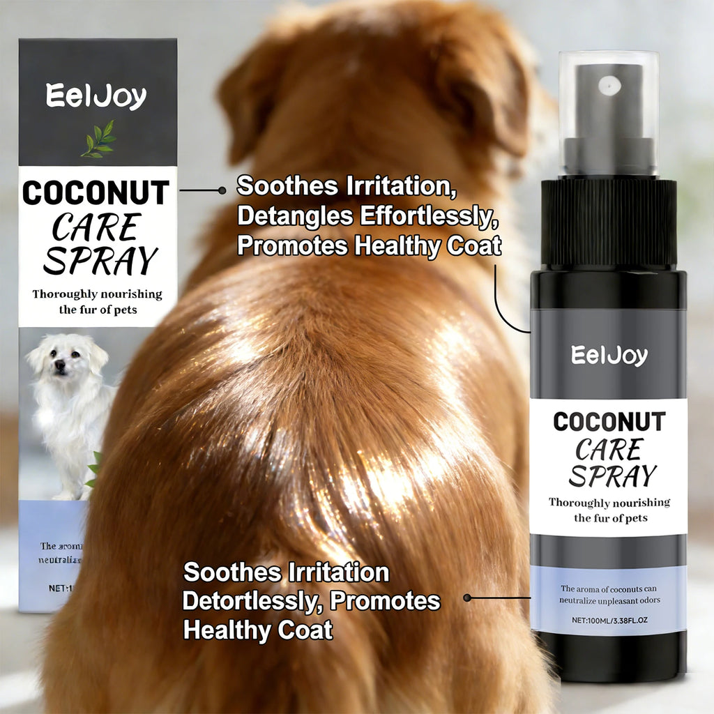 Spray al Cocco Cura Pelo per Cani e Gatti – 100ml, Nutre, Lucida ed Elimina Odori