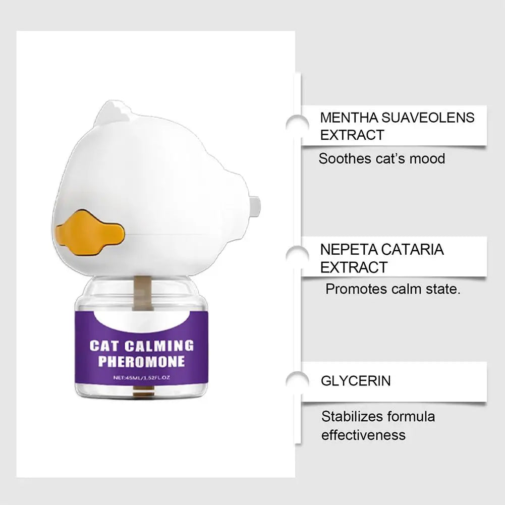 Diffusore Feromoni Plug-In per Gatti – 45ml, Anti-Ansia, Riduce Graffi, Glicerina e Menta