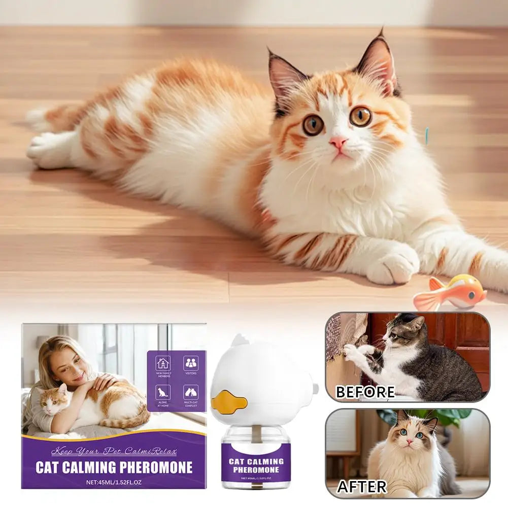 Diffusore Feromoni Plug-In per Gatti – 45ml, Anti-Ansia, Riduce Graffi, Glicerina e Menta