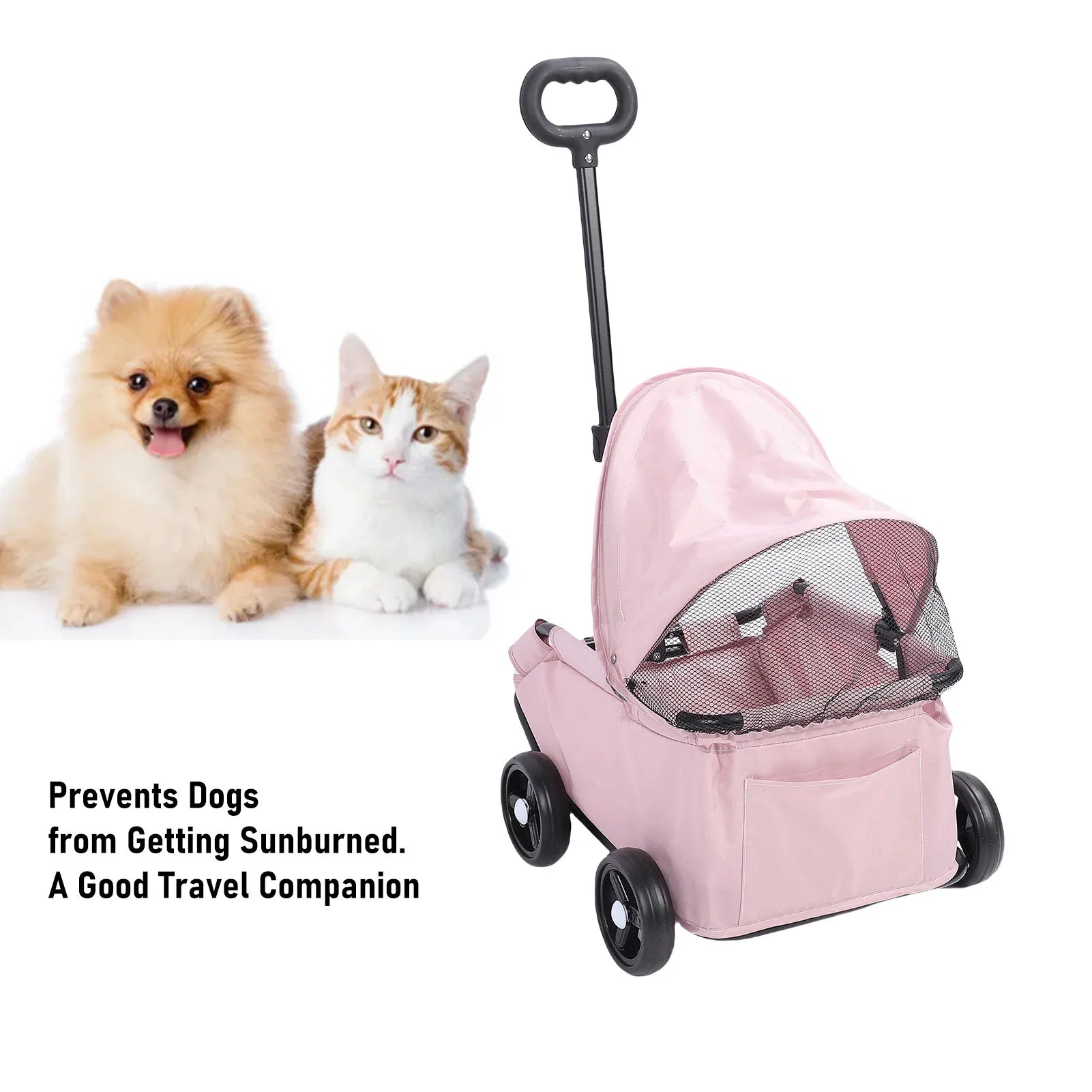 Multifunctional Pet Stroller with Canopy 4 Wheels Foldable Pet Strolling Cart for Small Dogs Cats Lightweight Easy Assembly