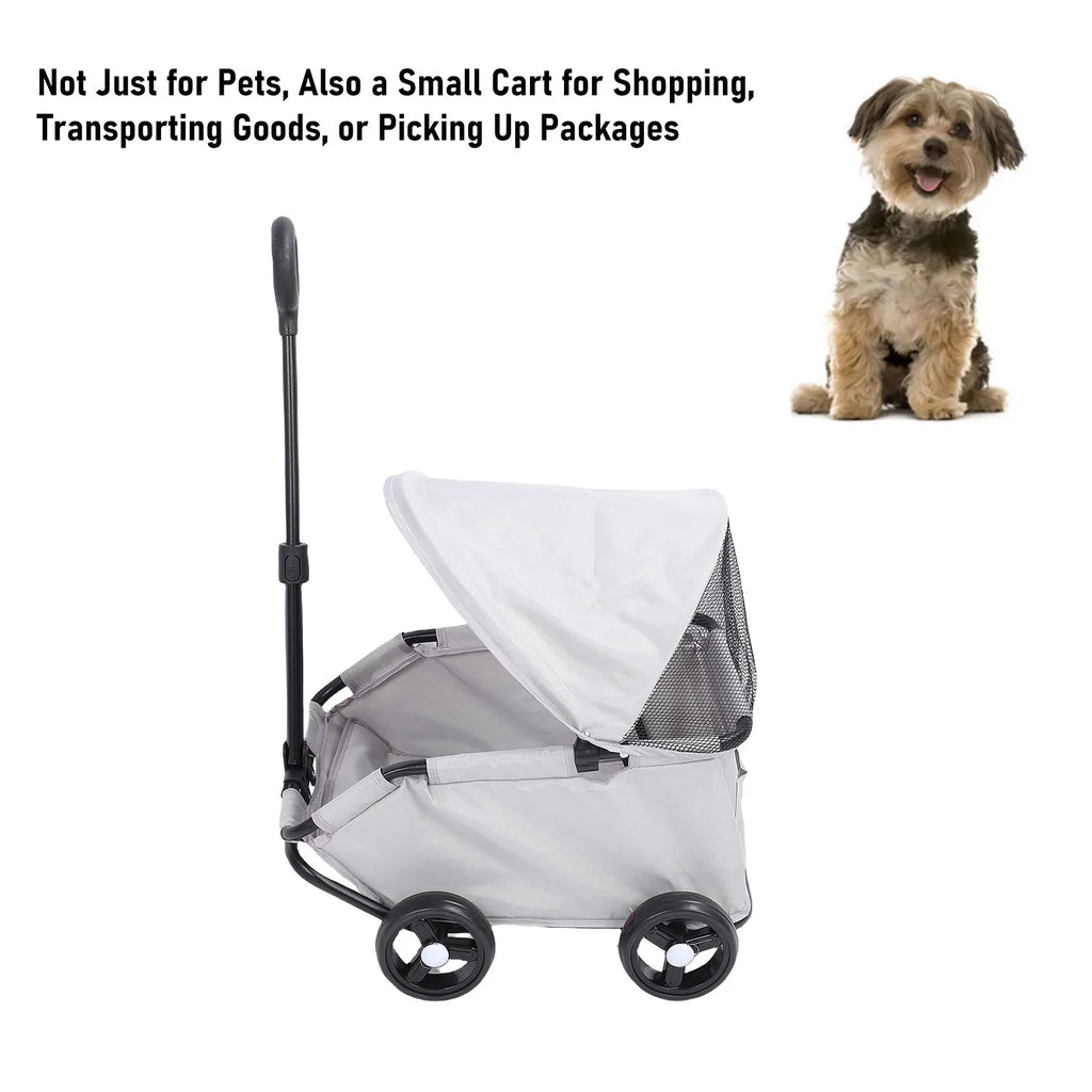 Multifunctional Pet Stroller with Canopy 4 Wheels Foldable Pet Strolling Cart for Small Dogs Cats Lightweight Easy Assembly