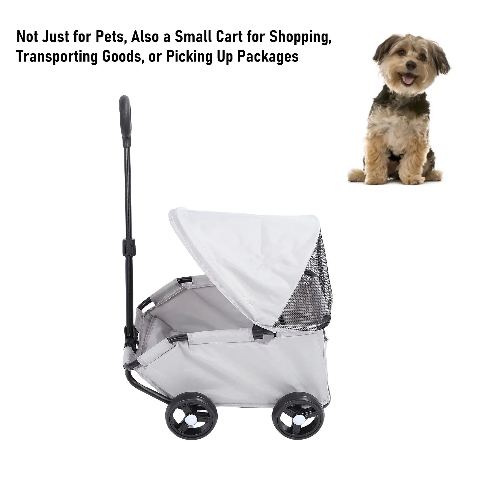 Multifunctional Pet Stroller with Canopy 4 Wheels Foldable Pet Strolling Cart for Small Dogs Cats Lightweight Easy Assembly
