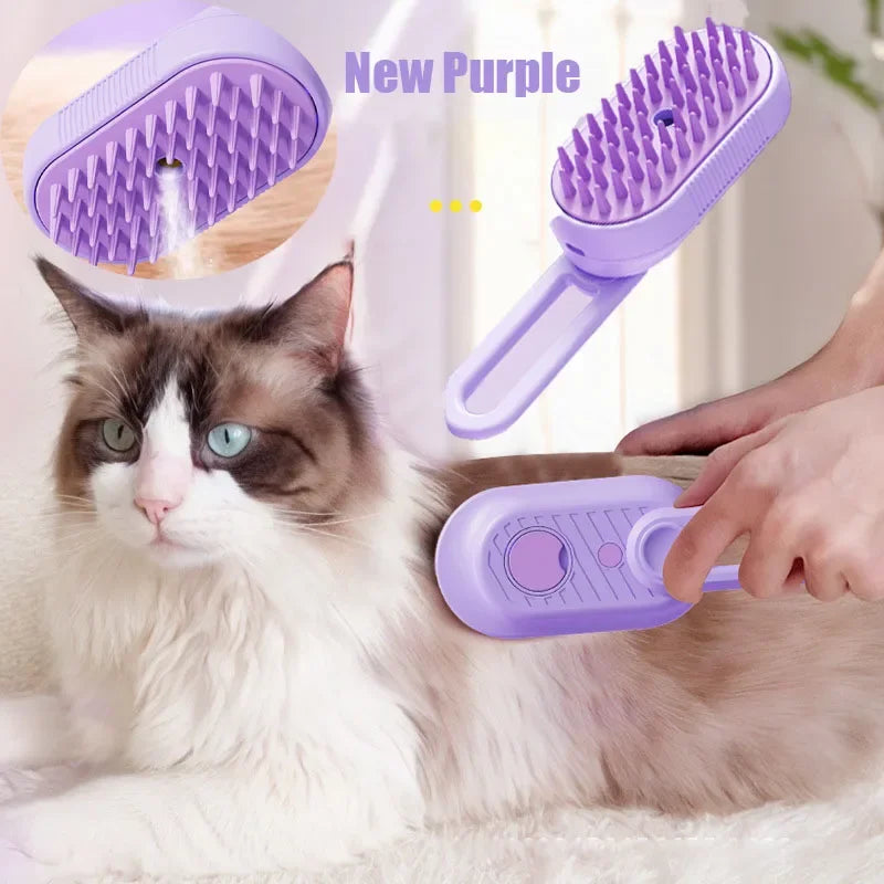 Spazzola Vapore Elettrica 3 in 1 per Cani e Gatti – Massaggio, Grooming e Districante, 7 Varianti