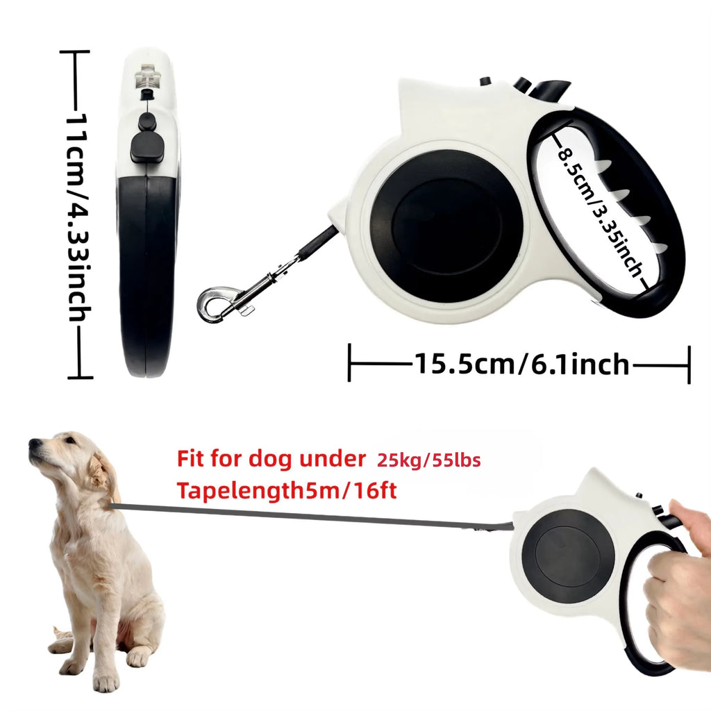 Guinzaglio Retrattile Luminoso LED per Cani Medi e Grandi – 5m, Sicurezza Notturna, 2 Colori