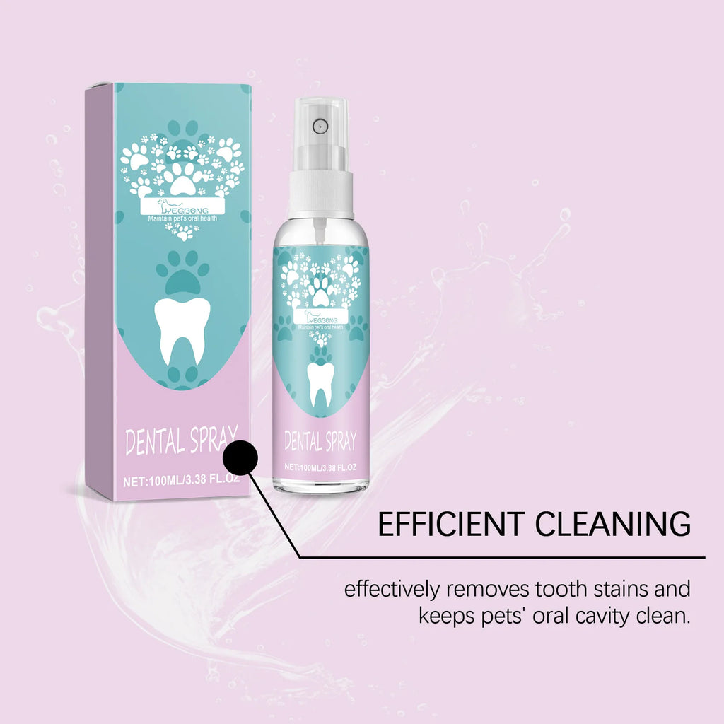 Spray Igiene Dentale per Cani e Gatti – 100ml, Rimuove Tartaro, Deodorante, Senza Spazzolino