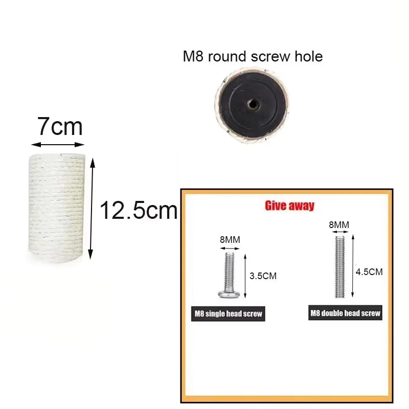 Palo Sisal di Ricambio per Cat Tree e Tiragraffi Gatto – DIY, 5 Misure, Sisal Naturale
