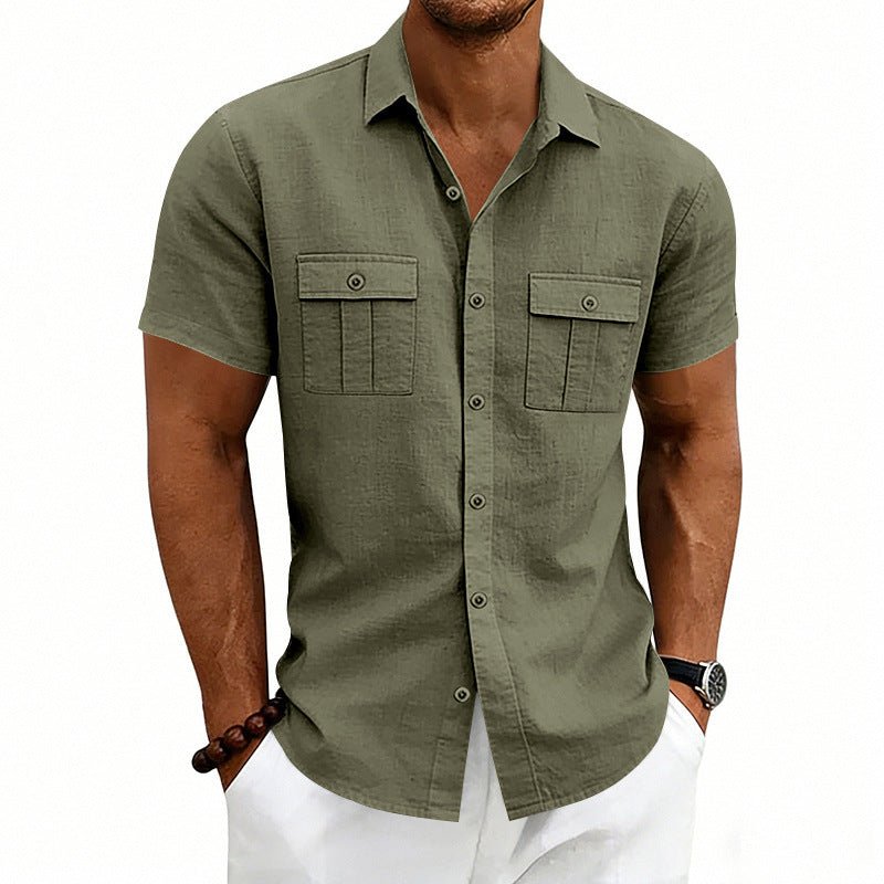 American-style Casual Loose-fit T-shirt With Two Pockets / T-shirt casual in stile americano, vestibilità ampia, con due tasche - FRAMOShopabbigliamento uomo FRAMOShopWhite2XLCJDS295914513MN