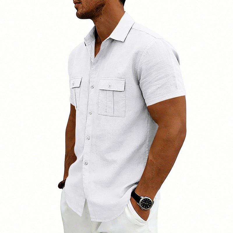 American-style Casual Loose-fit T-shirt With Two Pockets / T-shirt casual in stile americano, vestibilità ampia, con due tasche - FRAMOShopabbigliamento uomo FRAMOShopWhite2XLCJDS295914513MN