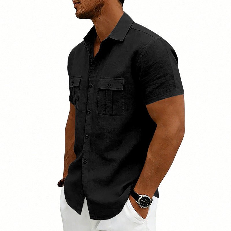 American-style Casual Loose-fit T-shirt With Two Pockets / T-shirt casual in stile americano, vestibilità ampia, con due tasche - FRAMOShopabbigliamento uomo FRAMOShopBlack2XLCJDS295914521UF