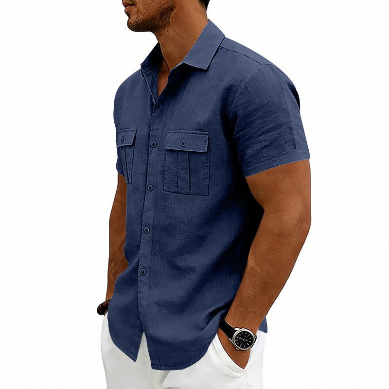 American-style Casual Loose-fit T-shirt With Two Pockets / T-shirt casual in stile americano, vestibilità ampia, con due tasche - FRAMOShopabbigliamento uomo FRAMOShopNavy Blue2XLCJDS295914553AZ
