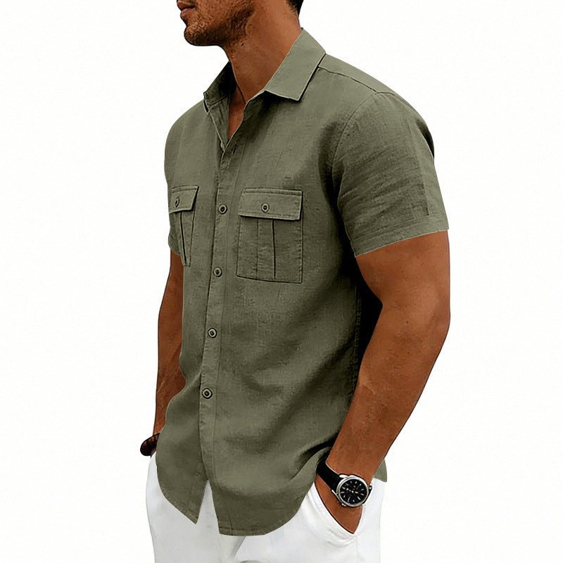 American-style Casual Loose-fit T-shirt With Two Pockets / T-shirt casual in stile americano, vestibilità ampia, con due tasche - FRAMOShopabbigliamento uomo FRAMOShopArmy Green2XLCJDS295914537KP