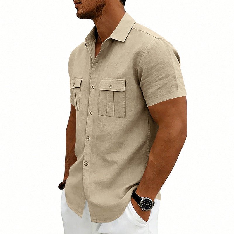 American-style Casual Loose-fit T-shirt With Two Pockets / T-shirt casual in stile americano, vestibilità ampia, con due tasche - FRAMOShopabbigliamento uomo FRAMOShopKhaki2XLCJDS295914505EV