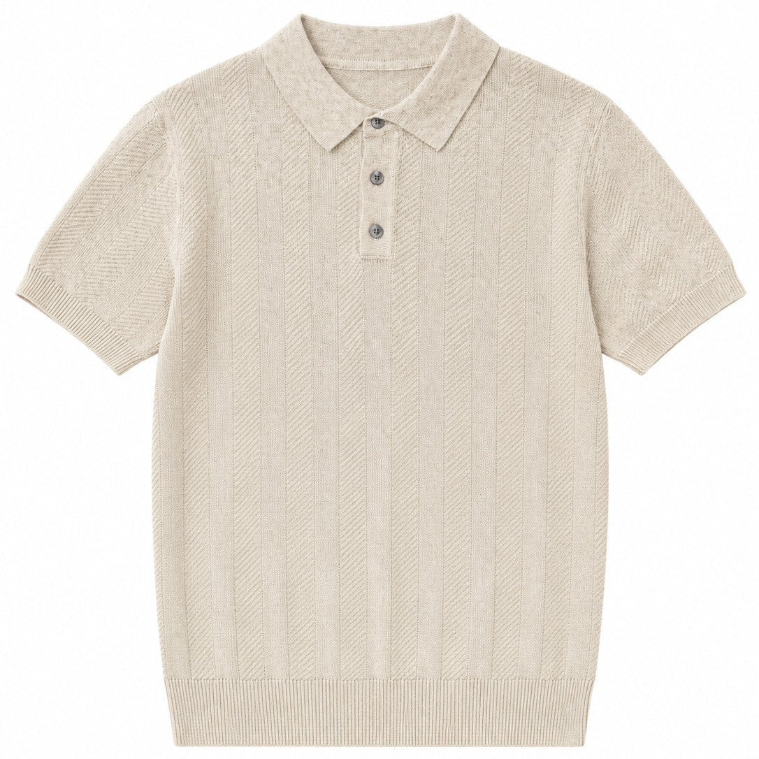 Casual Knitted Short-sleeve Mens Polo Shirt/ Polo da uomo a maniche corte in maglia, casual - FRAMOShopAbbigliamento donna FRAMOShopApricot2XLCJYD297300822VE